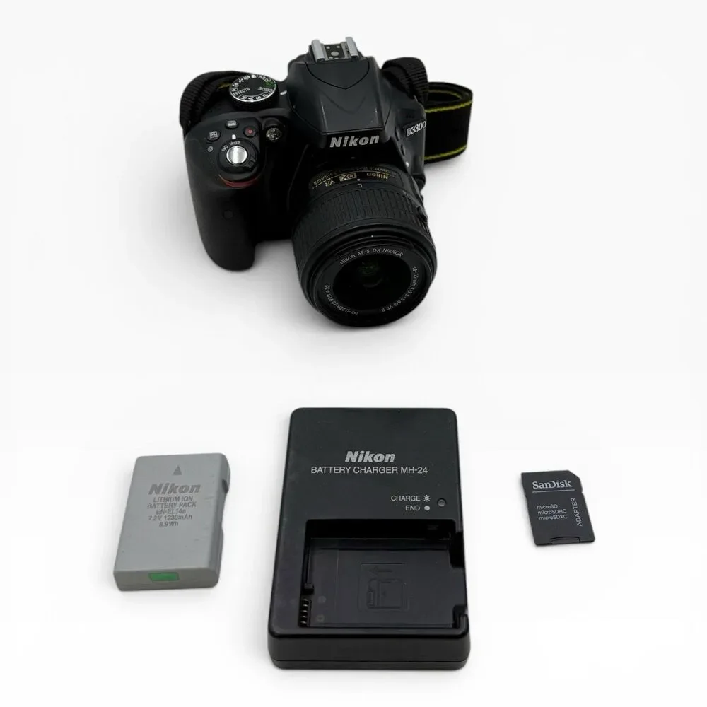 Nikon Nikkor D3300 24.2MP DSLR Camera w/AF-P 18-55mm VR Lens, Memory Card